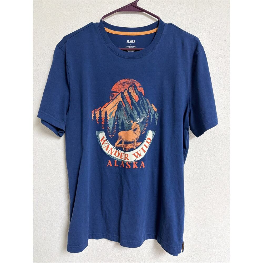 Alaska t-shirt NEW large blue Wander Wild